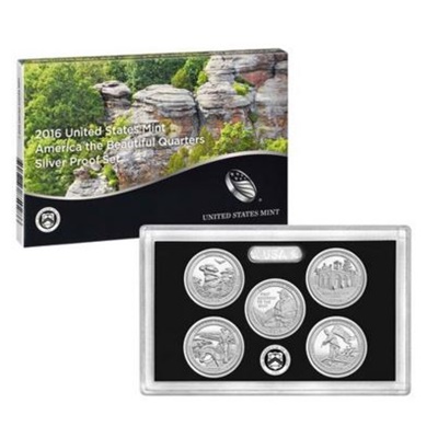 2016 USA America the Beautiful Quarters Silver Proof Set - Click Image to Close